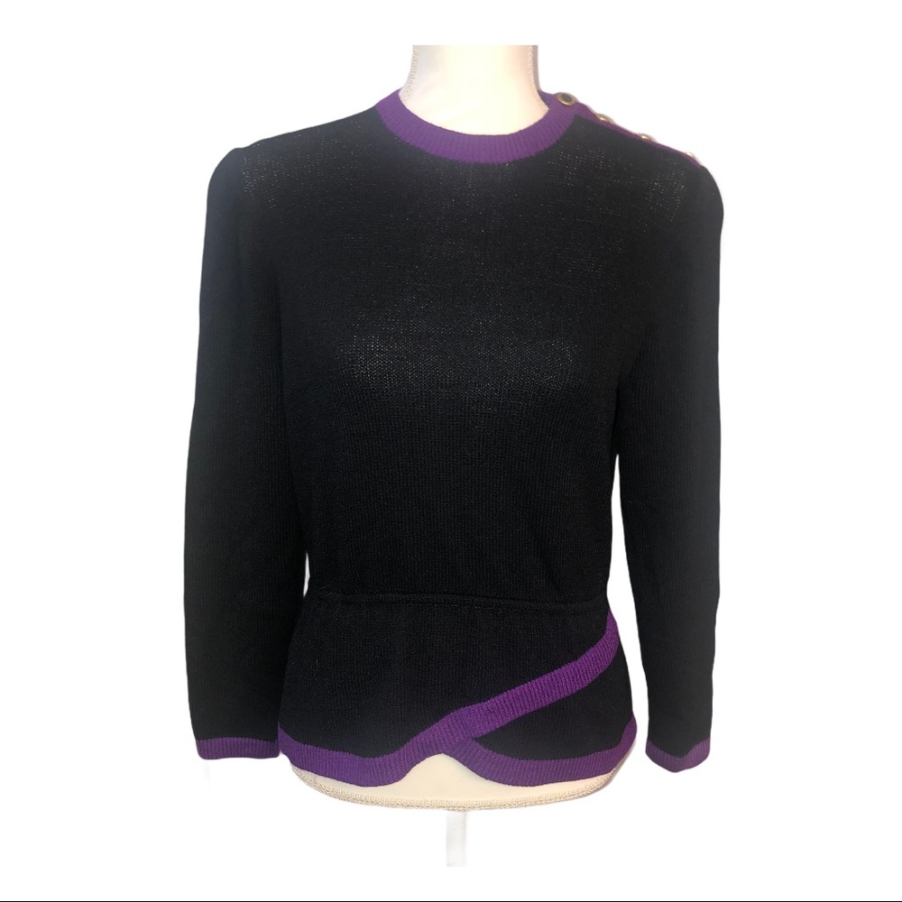 Vtg 70s St.John Santana Knit Peplum Sweater